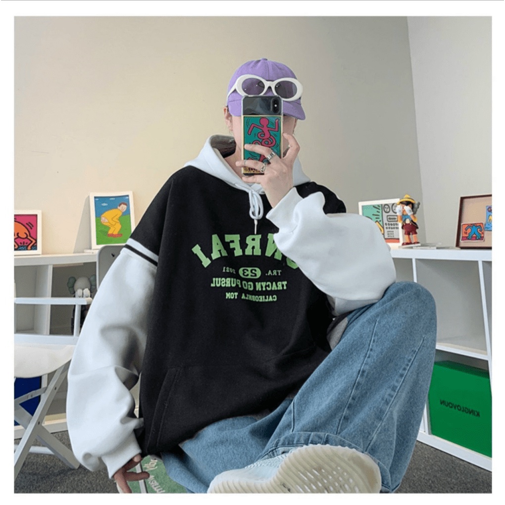 ÁO KHOÁC HOODIE NAM PHỐI HAI MÀU  VIỀN TAY CÁ TÍNH SÀNH ĐIỆU PHONG CÁCH