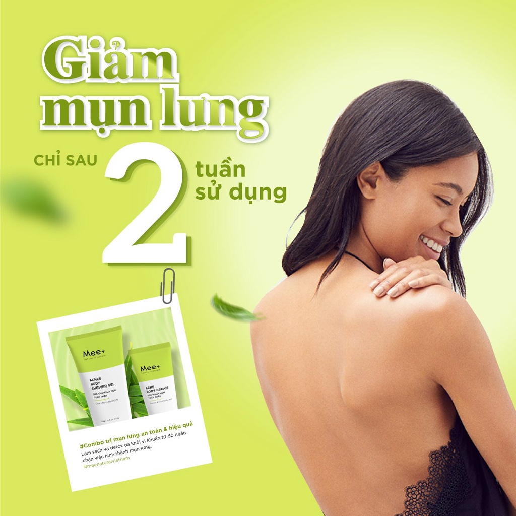 Kem giảm mụn lưng MEE NATURAL sạch mụn body, mờ thâm, dưỡng trắng da Acne Body Cream 150gr