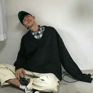 [ Order]  Áo len oversize cổ V ( kèm ảnh thật)