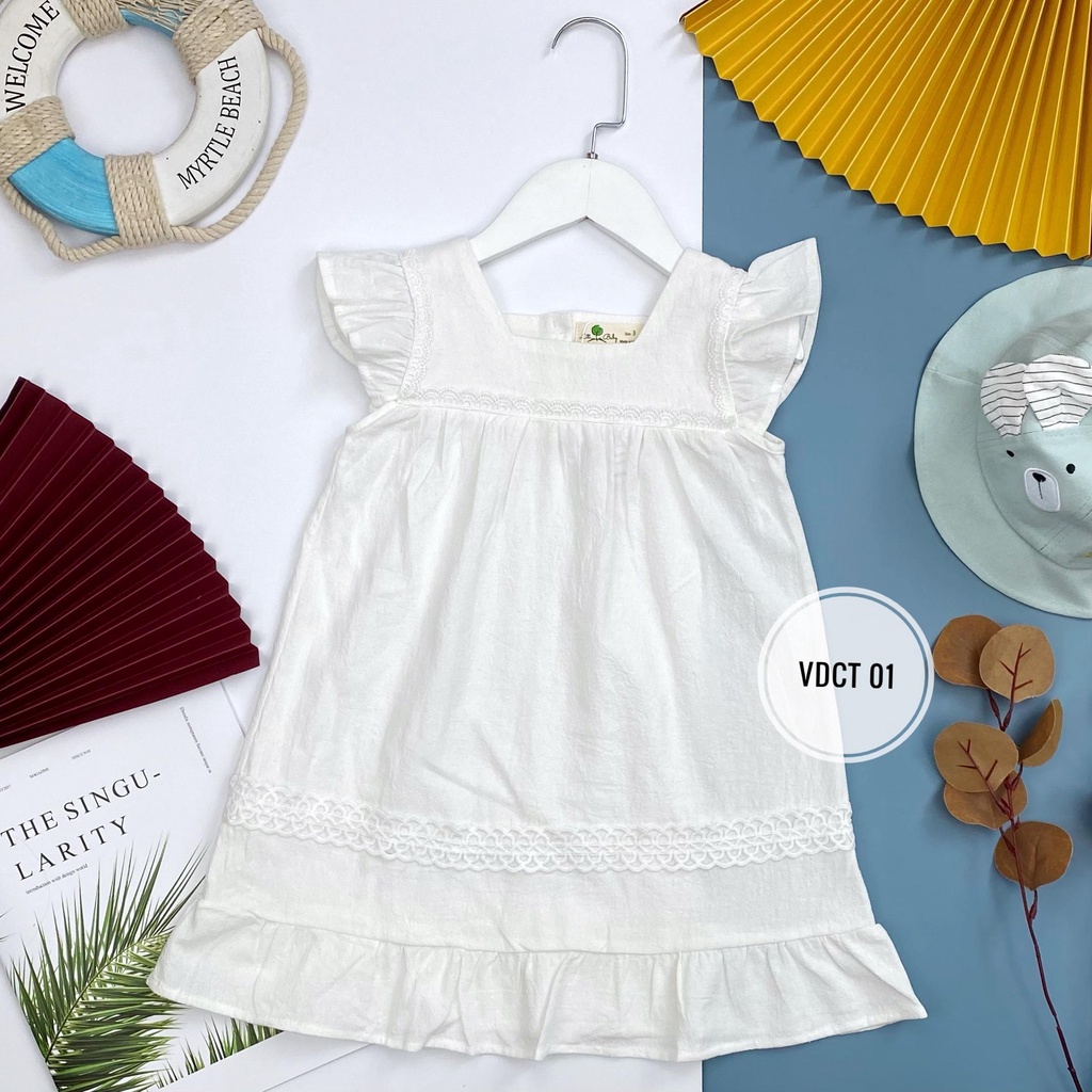 Váy thô phối ren cổ vuông tay cánh tiên LITIBABY size 3/10