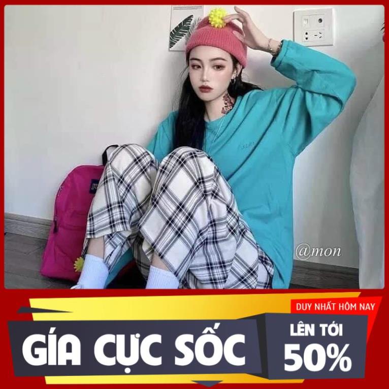 Quần Kẻ Nữ Caro Lưng Cao Dáng Rộng Ống Suông ulzzang CaMa Store M911