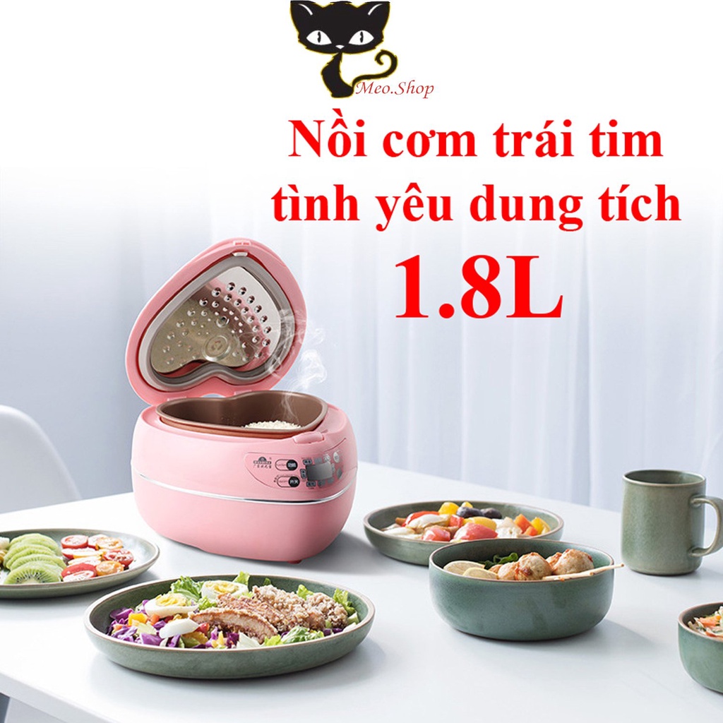 Nồi Cơm Điện 1.8l Công Suất 600W Thiết Kế Thông Minh, Nhỏ Gọn. Nồi Cơm Điện Trái Tim Nhập Khẩu Dẽ Thương