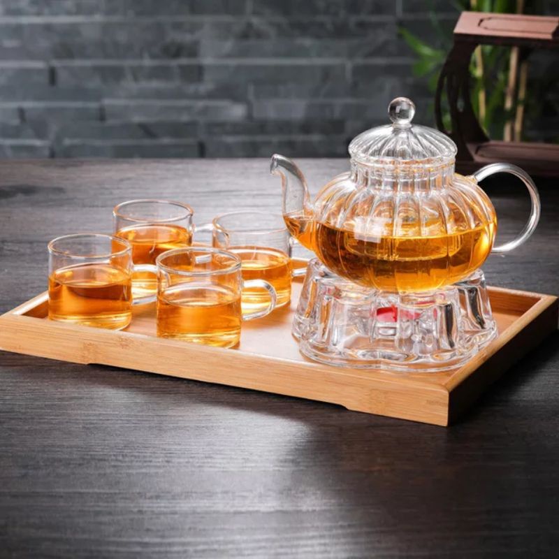 Bộ Ấm Chén Pha Trà Thủy Tinh Chịu Nhiệt Vân Bí 600ML