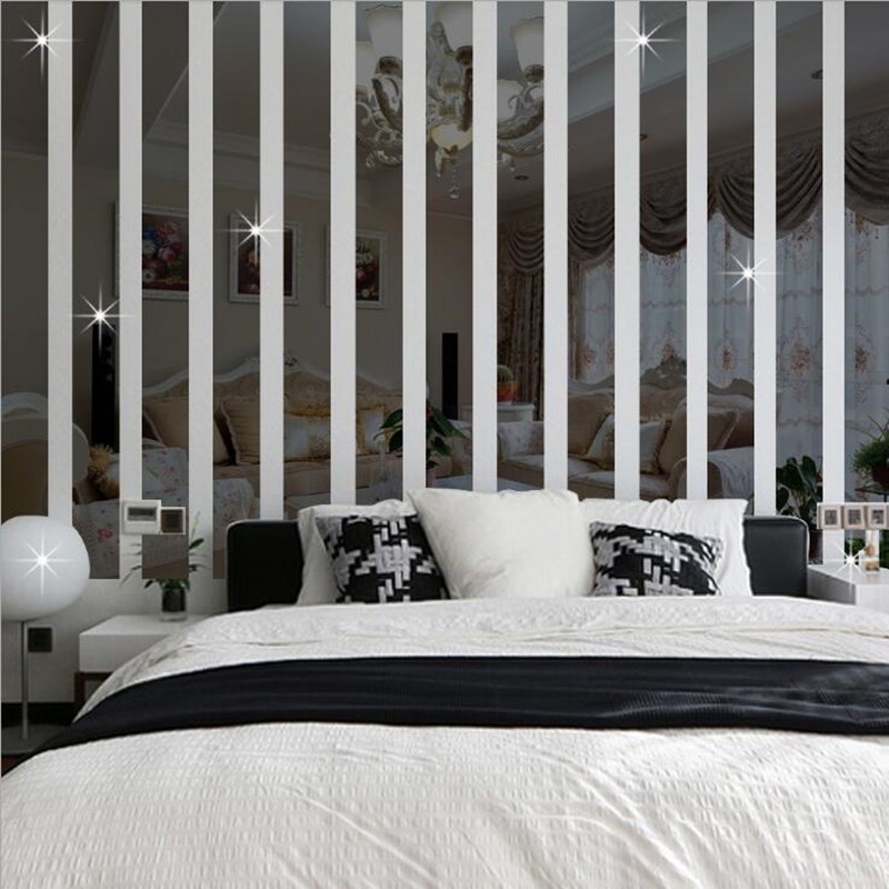 Bộ 10 Miếng Dán Tường Bằng Acrylic Tráng Gương Hình Chữ Nhật Dài 20x5CM Có Thể Tháo Gỡ Trang Trí Nhà Cửa DIY