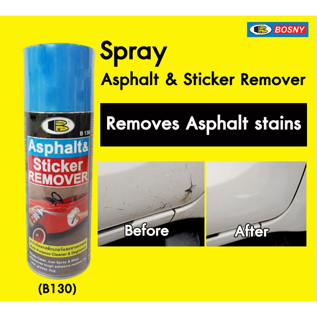 Sơn xịt BOSNY Asphalt &amp; Sticker Remover B130 (Xịt tẩy keo dán, băng dính, nhựa đường,..)