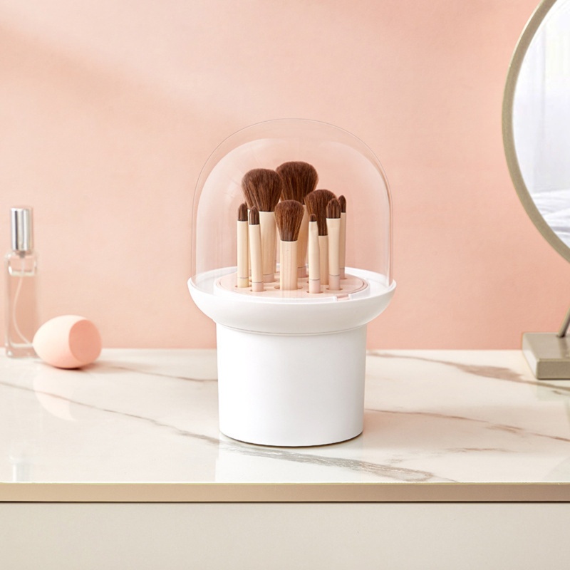 Giá Đỡ Cọ Trang Điểm 12 Lỗ Có Nắp Đậy Tiện Lợi