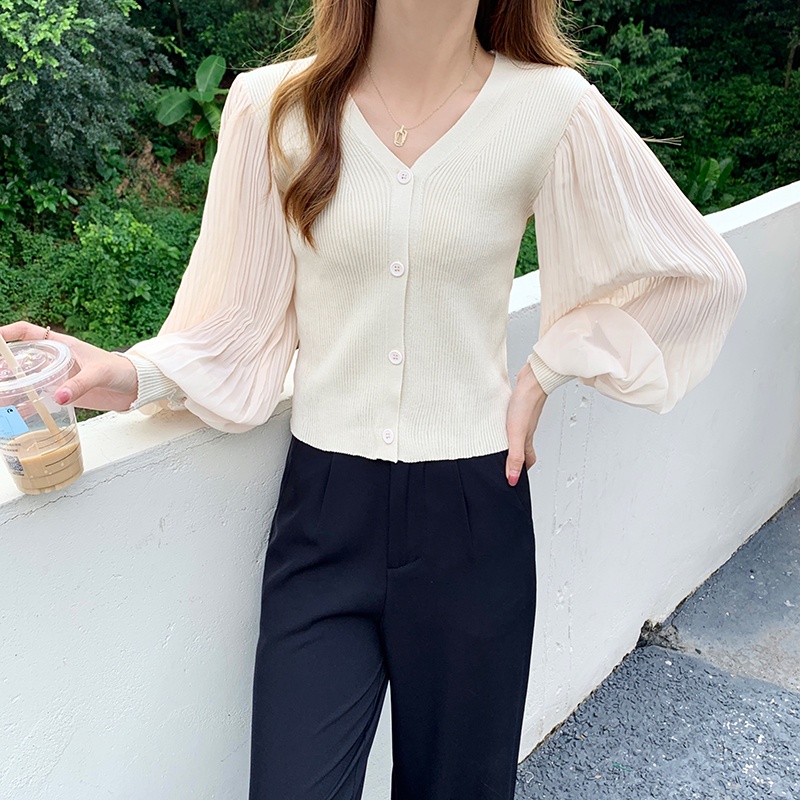 Áo khoác cardigan ngắn chất liệu chiffon thời trang thu đông cho nữ