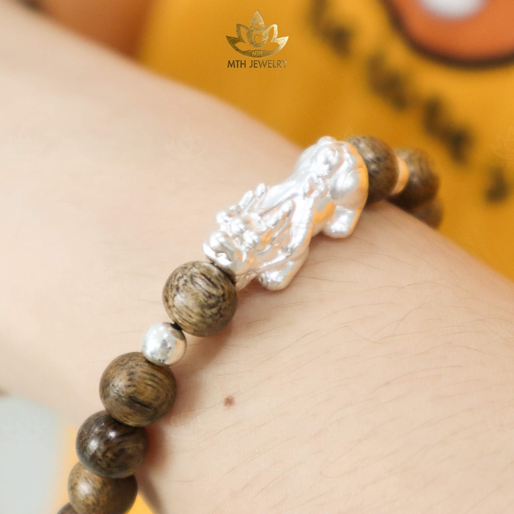 Charm MTH JEWELRY Tỳ Hưu Bạc S925 - Mix vòng tay - Xỏ Ngang - Chính Hãng