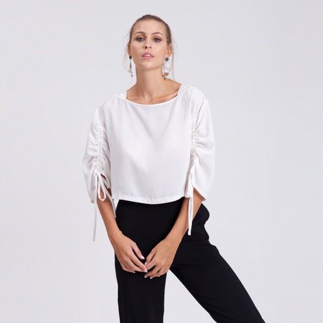Áo Croptop Tay Rút Dây Hnoss Fashion