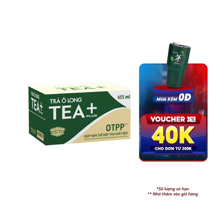 Thùng 24 Chai Trà Ô long Tea+ (455ml/Chai)