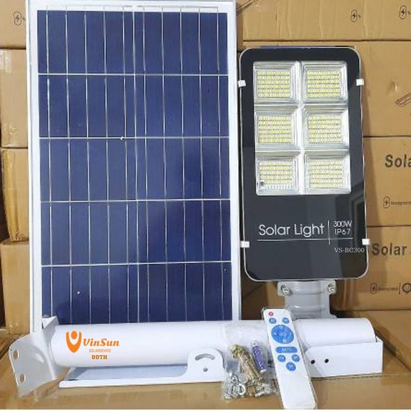 Bóng năng lượng mặt trời, đèn led năng lượng mặt trời bàn chải 300W, đèn sân vườn cảm biến ánh sáng, vỏ nhôm, denvinsun