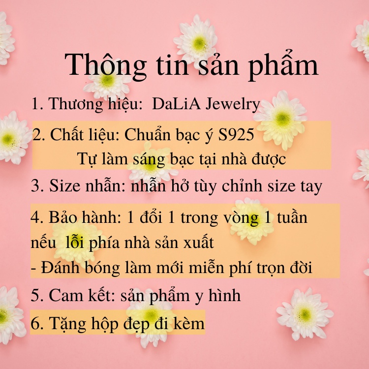 Nhẫn bạc nữ bạc thật 925 DaLiA Jewelry nhẫn bướm bạc cánh hoa hồ điệp tinh tế