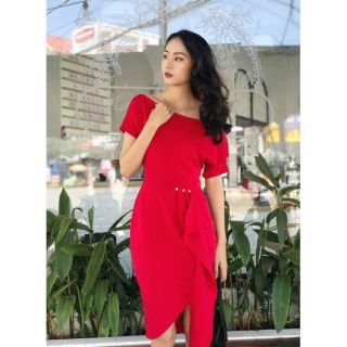 🔥dvk19z222316 đầm body lệch vai eo đính châu🔥