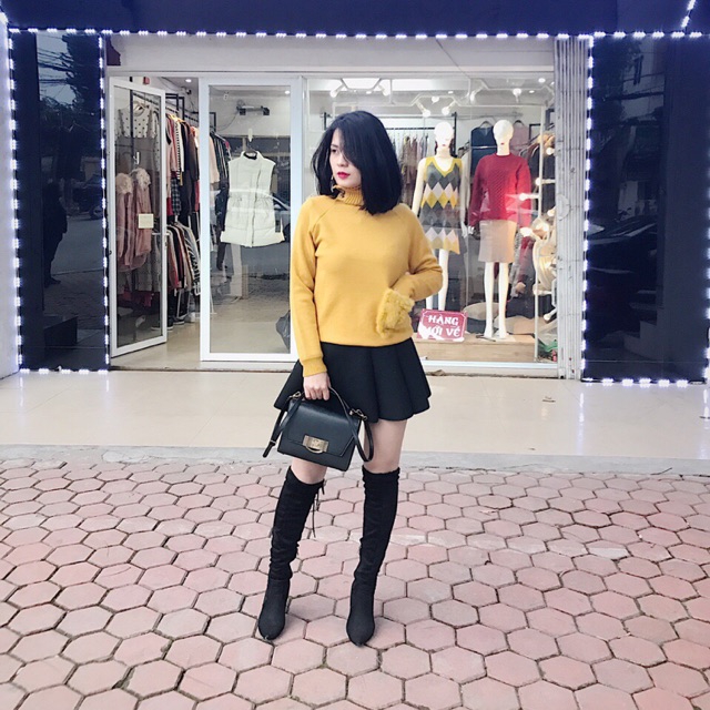 Bốt cao cổ gót nhọn da lộn