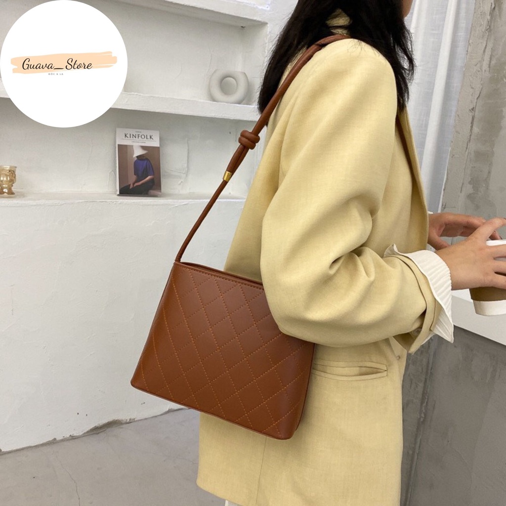 Túi Xách Nữ Đeo Vai Cỡ Lớn Quai Thắt Họa Tiết Xọc Con Thoi Thời Trang Dành Cho Nữ Tx2610