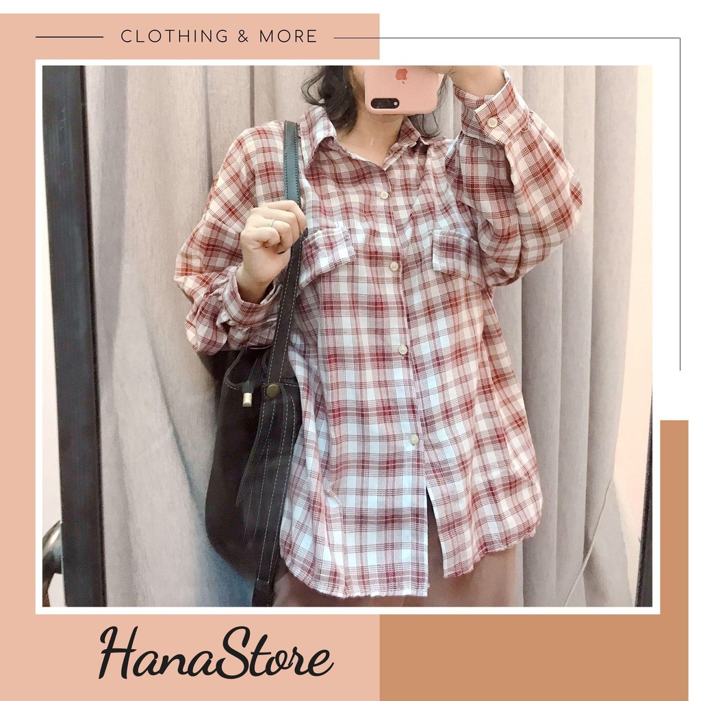 [Mã FASHIONT4WA2 giảm 10K đơn 50K] Áo Sơ Mi Caro Nữ ❤️ Áo sơ mi nữ kẻ caro dáng rộng SIÊU HOT ❤️ | BigBuy360 - bigbuy360.vn