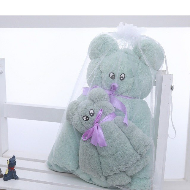 SET 2 khăn tắm khổ lớn siêu mềm mịn hình voi cute (KTV02)