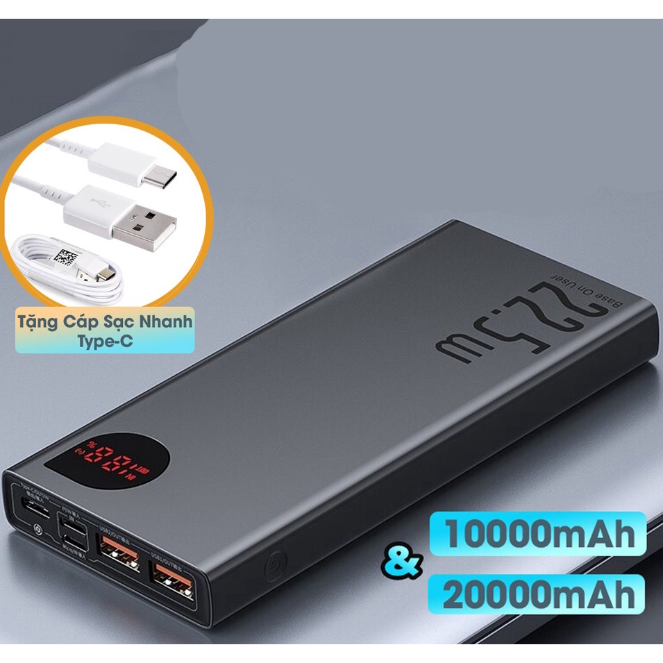 Pin Sạc Dự Phòng Baseus 10000mAh | 20000mAh, củ sạc nhanh 22.5W Cho điện thoại , hàng chính hãng