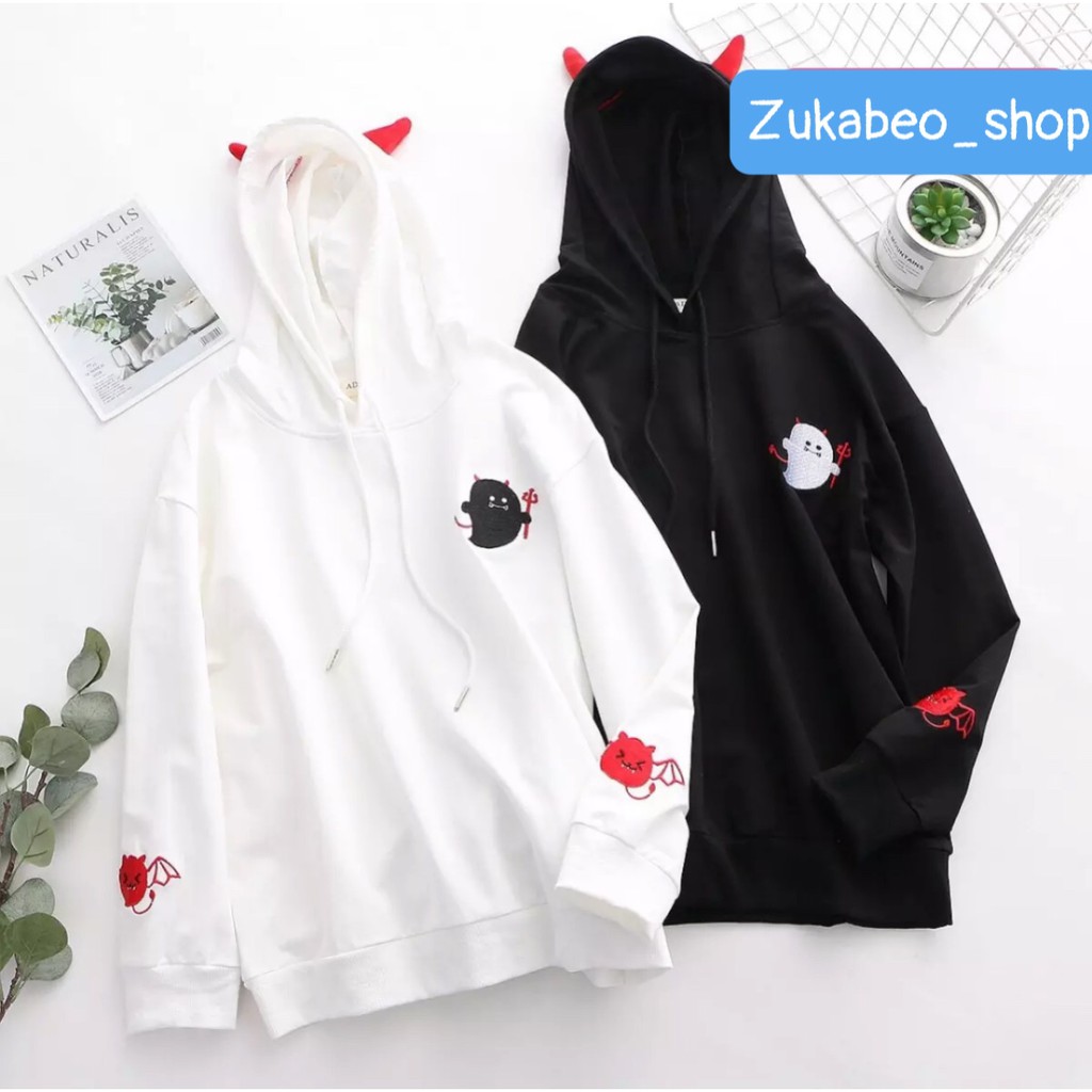 [FREESHIP]Áo Khoác HOODIE Nam Nữ BÉ MA CÓ SỪNG Chất Vải Dày Dặn Ấm Áp