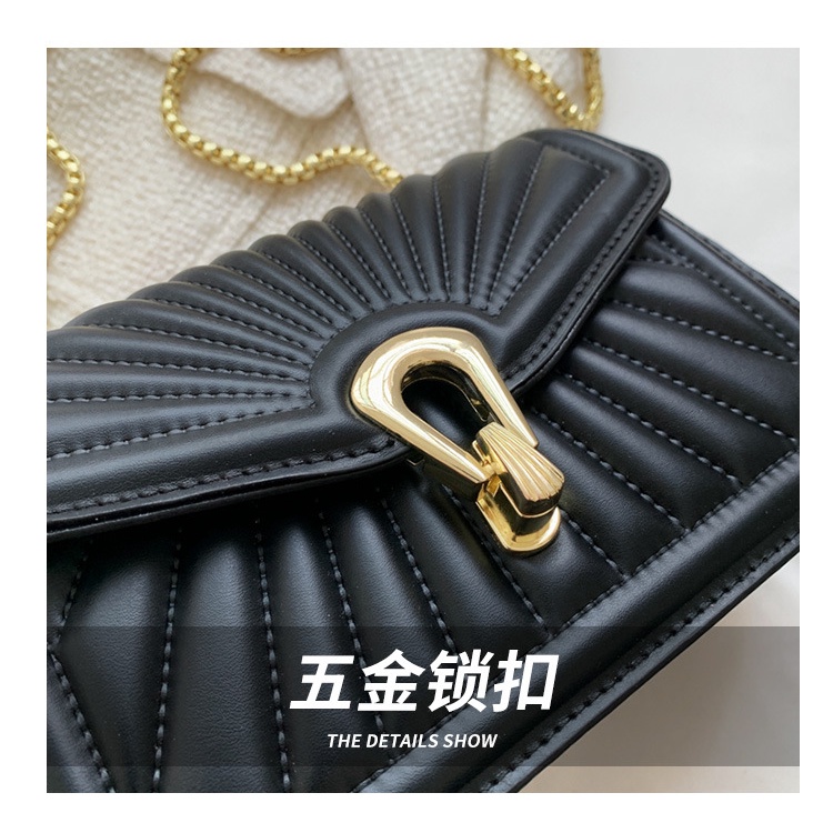 Túi Đeo JASMIN NOIR Chéo Nắp Gập Nhỏ Họa Tiết Kẻ Sọc Phối Dây Xích Thời Trang Cho Nữ