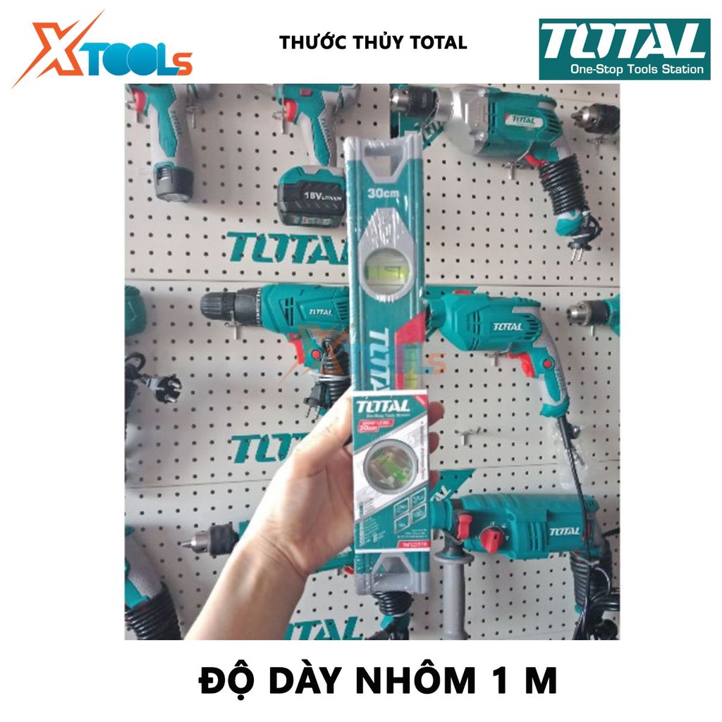 Thước thủy TOTAL | Thước nivo Chiều dài 30 cm, Độ dày thanh nhôm 1mm, Trọng lượng 0.3kg đo góc nghiêng, độ nghiêng, độ d