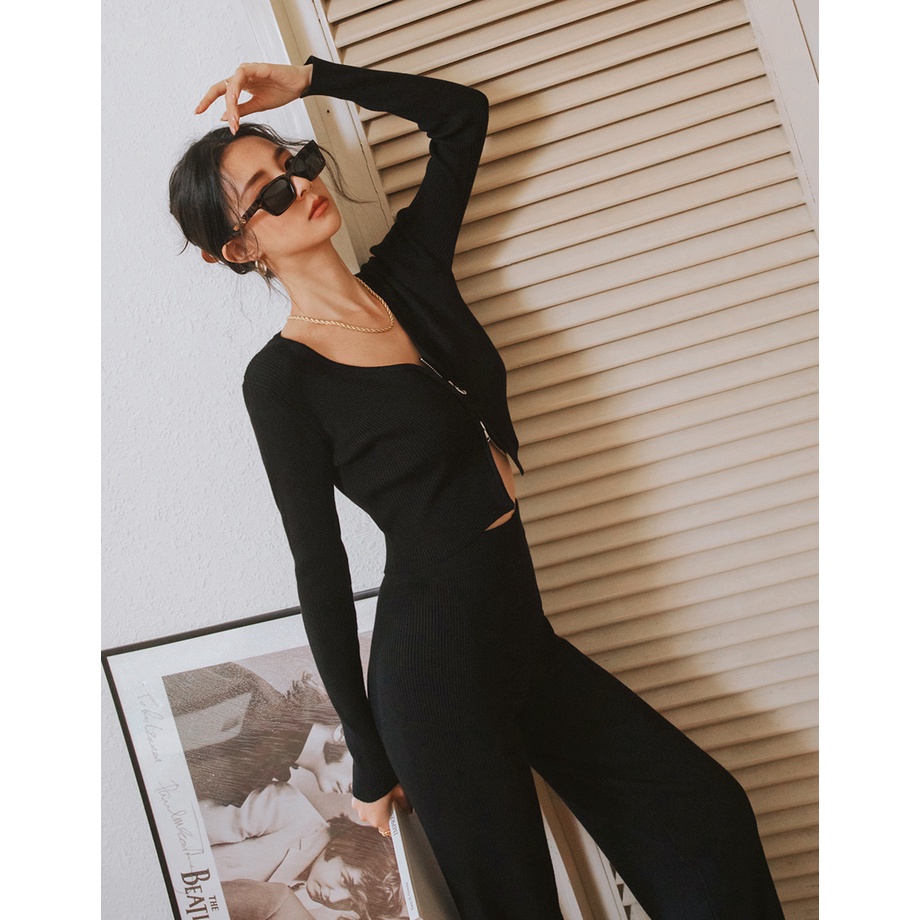 Quần dài len gân ống rộng nữ Air Space Lady 2141829011