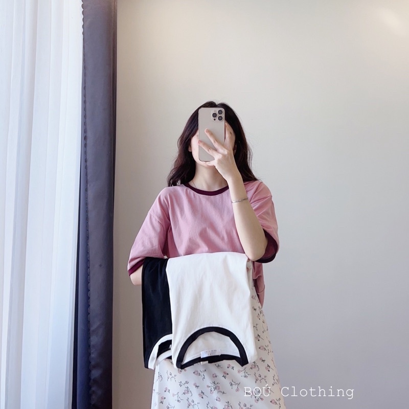 Áo thun trơn viền cổ nhiều màu (Ảnh thật)