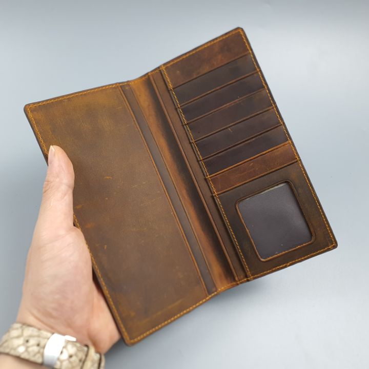 Ví dài nam, ví cầm tay nam da sáp thời trang cao cấp WL104 - 100% da bò thật, BH 3 năm, bóp ví nam