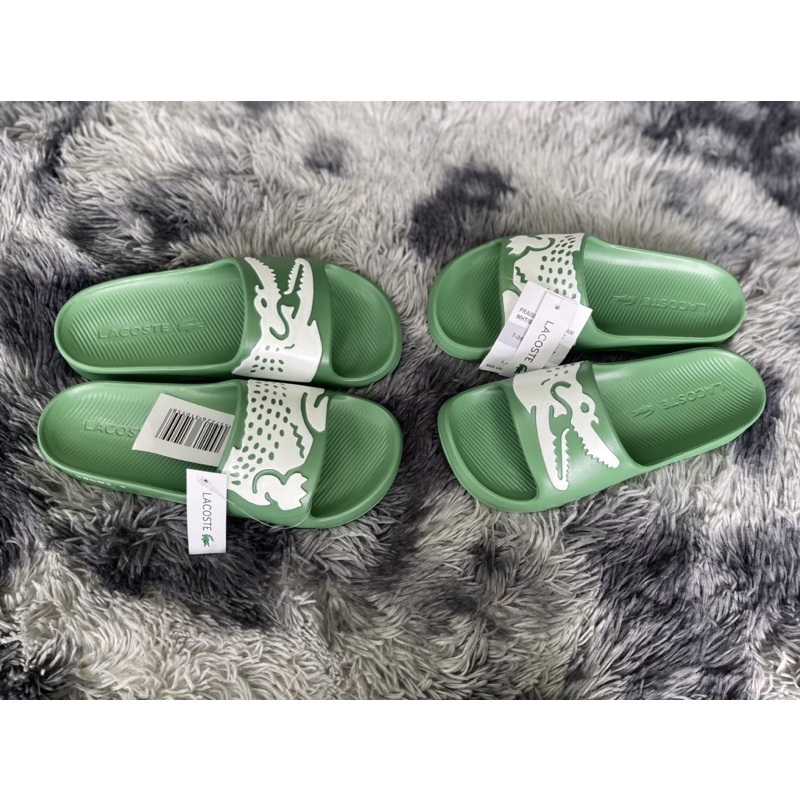 Dép quai ngang nam cao cấp, dép lacostee cá sấu hở mõm màu xanh cốm