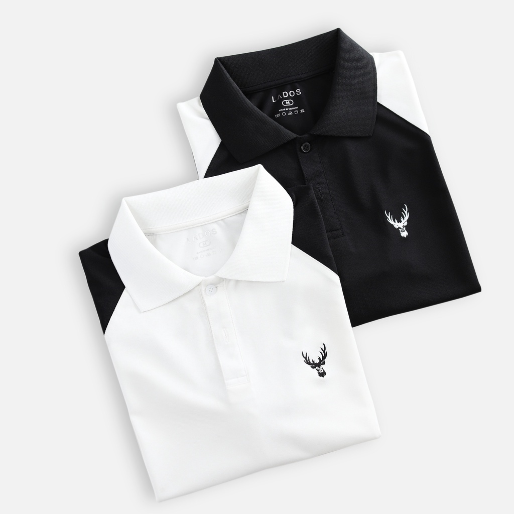 [COMBO] 2 áo polo nam trắng, đen LADOS-9089 thêu đầu hươu, hàng chất lượng, vải poli siêu mát mẻ, form đẹp