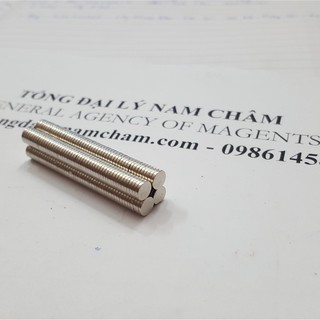 Nam châm trắng đất hiếm 6x1mm, loại nam châm mỏng mạ niken lực hút mạnh