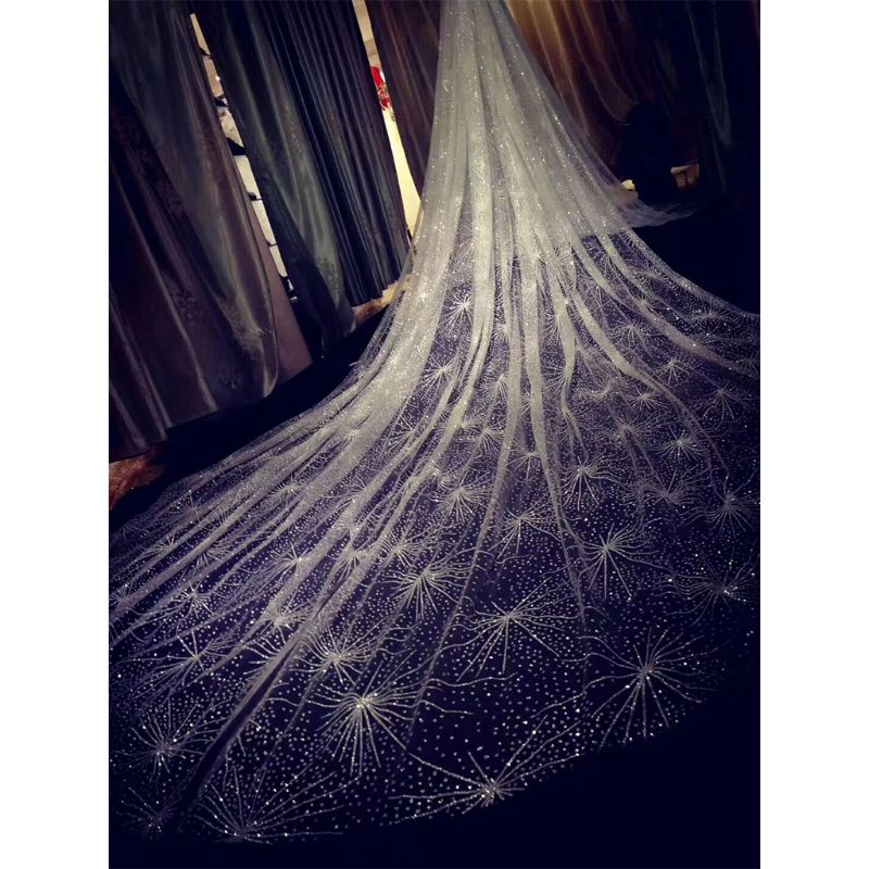 XIXI Khăn voan cô dâu một lớp đính đá lấp lánh sang trọng 3M