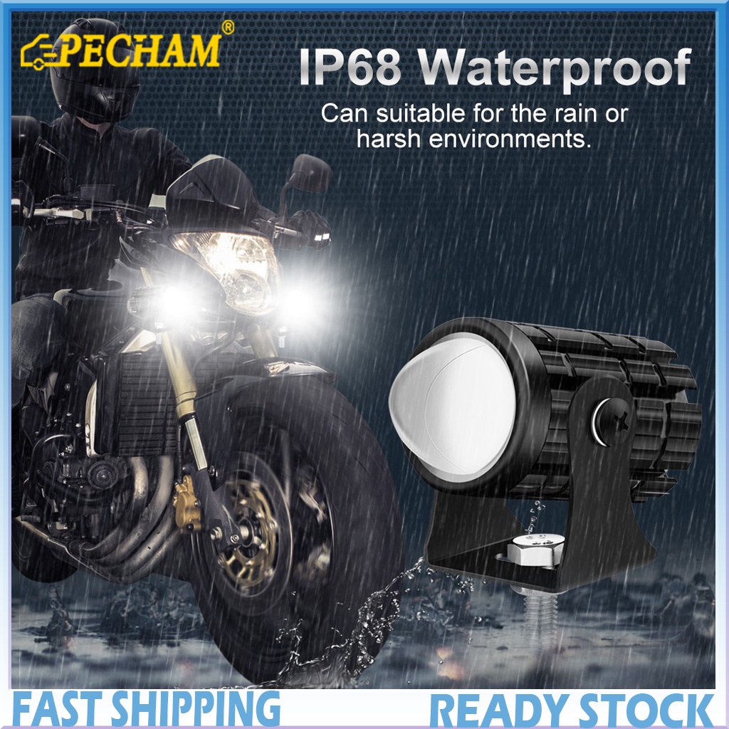 Đèn Trợ Sáng xe máy PECHAM đèn trợ sáng bi cầu mini led xey mini chính hãng bi Cầu đèn pha bi cầu xe máy 2 Mầu cos vàng Pha Trắng