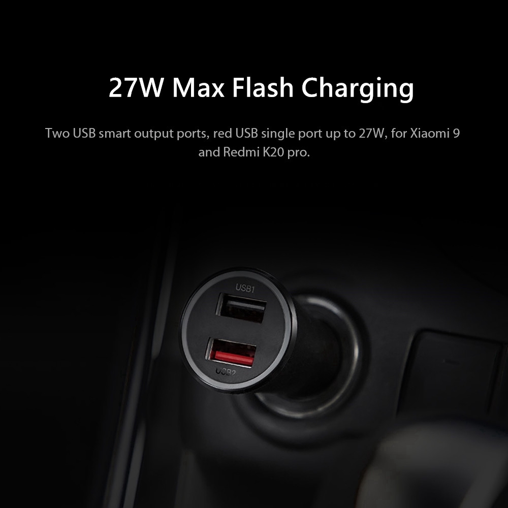 Cục sạc nhanh điện thoại iPhone Huawei Xiaomi Samsung cổng USB kép 37W với đầu đèn LED cho xe hơi