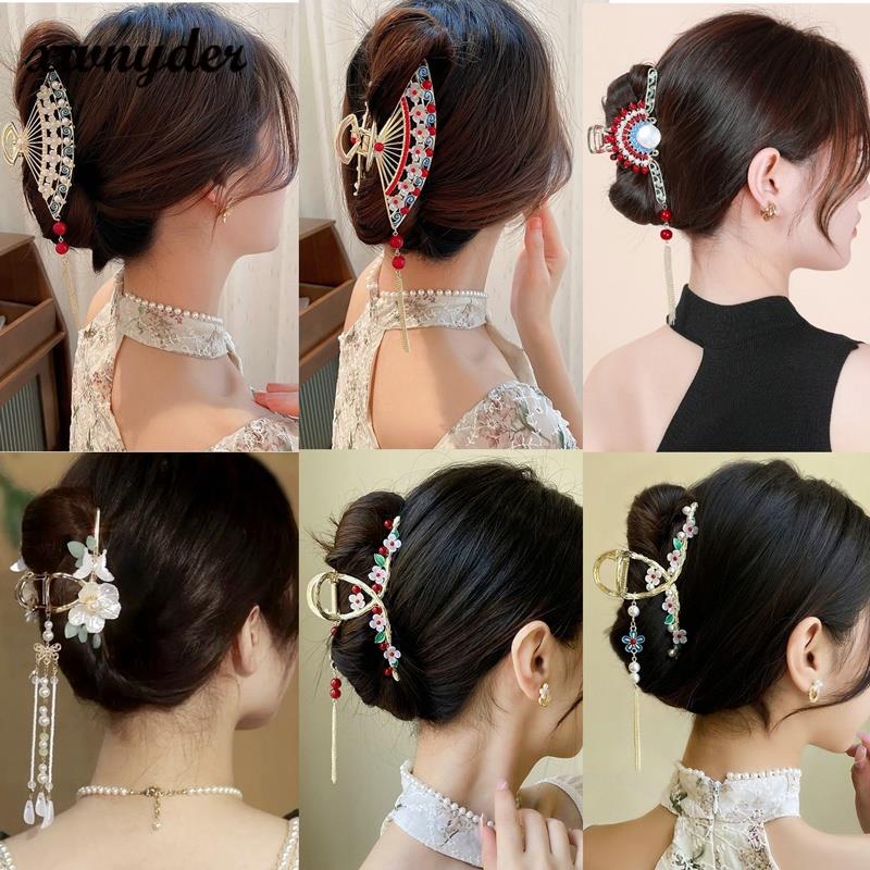 Kẹp Tóc Kim Loại Đính Hạt Ngọc Trai Phong Cách Trung Hoa Cổ Điển