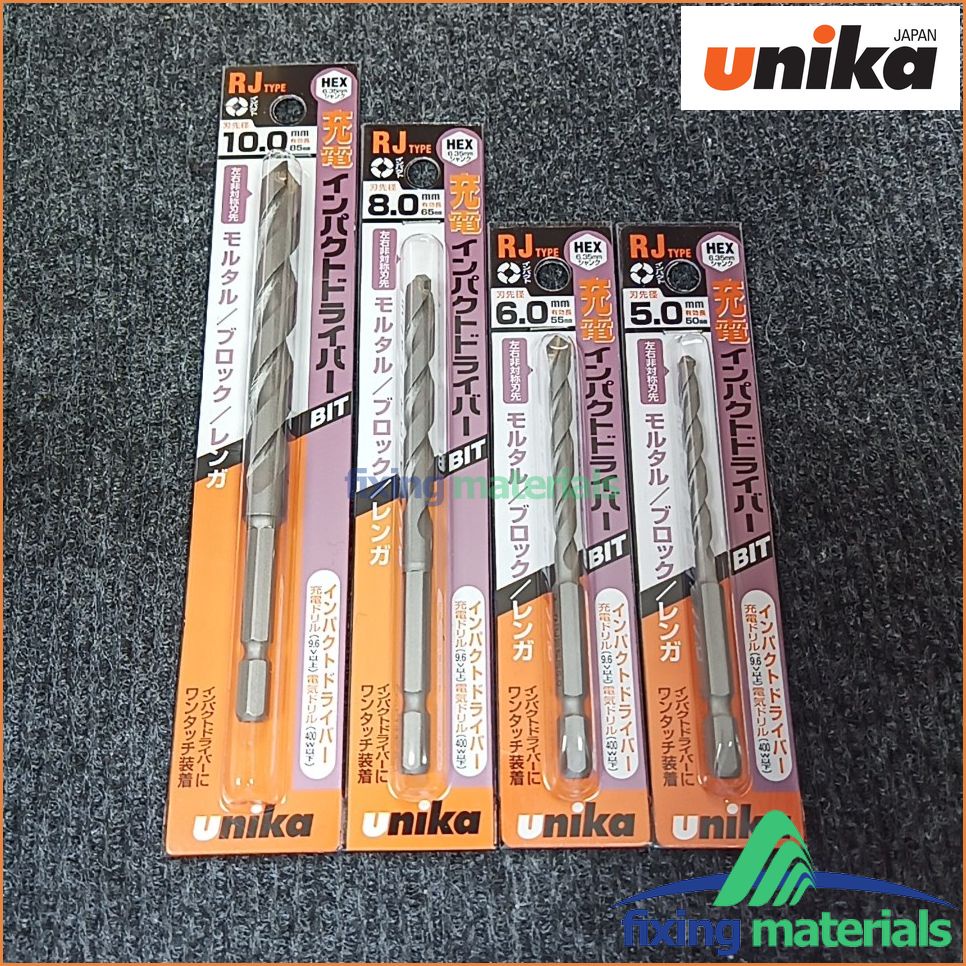 Set tùy chọn mũi khoan lục giác UNIKA mã RJ, các size 5-6-8-10