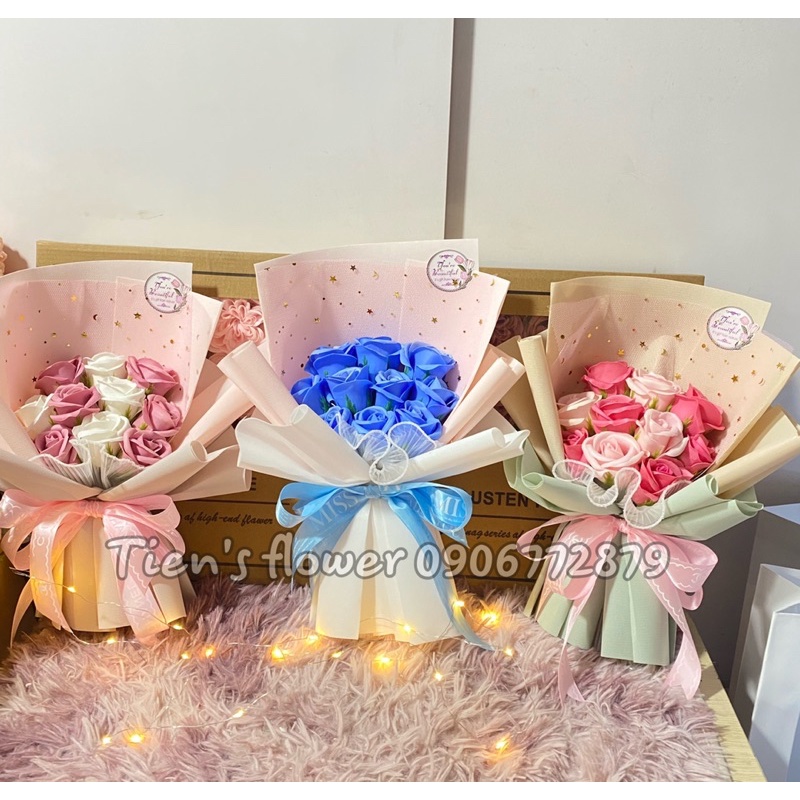 Combo bó hoa 10 bông kèm túi và thiệp
