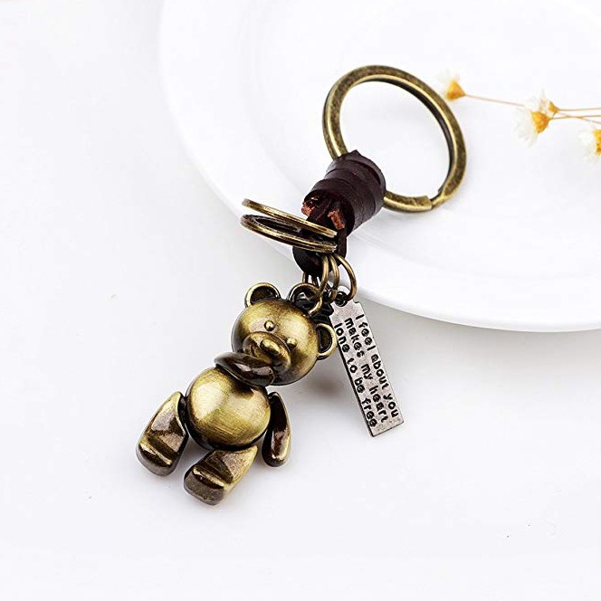 Móc khóa nữ Handmade Vintage phong cách cổ điển K72 cá tính hình gấu Bear Keychain Phặn Phặn