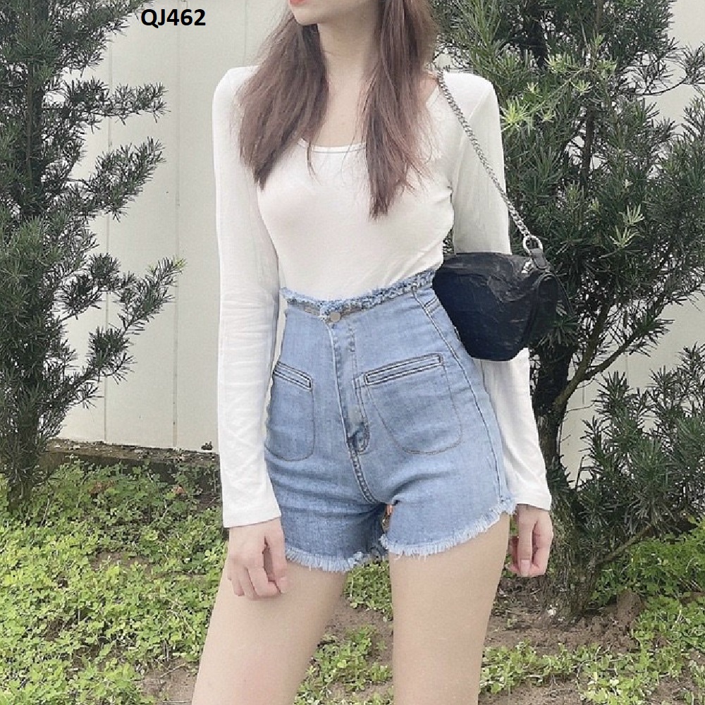 Quần đùi jeans lưng cao co giãn ôm dáng QJ462