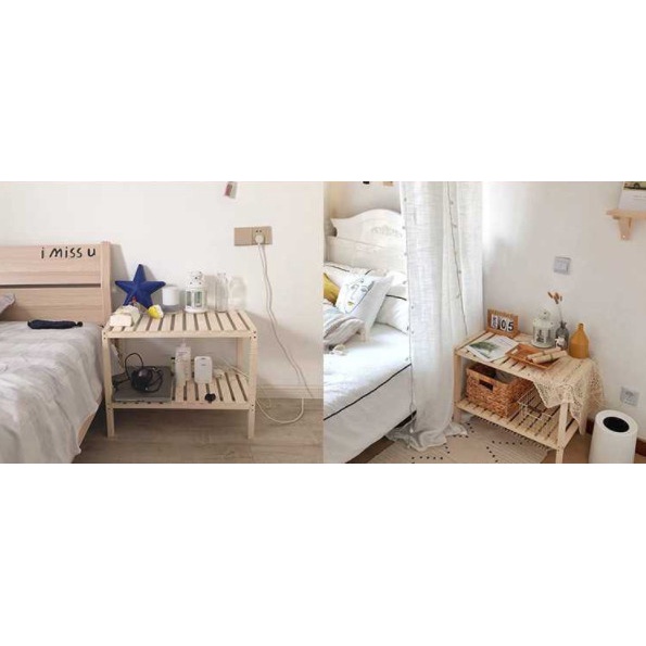 [ Ảnh thật] Kệ gỗ 2 tầng 80cm x 26cm x 50cm (Dài x Rộng x Cao)