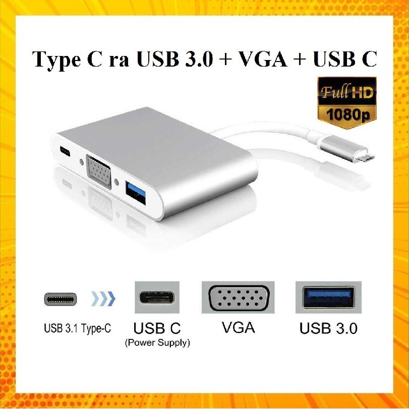 Cáp Chuyển Type-C ra USB 3.0, VGA, Type-C