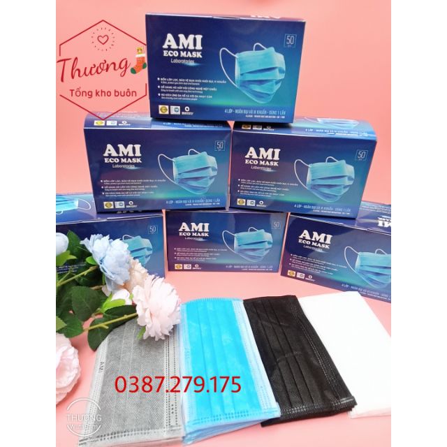 Sỉ 10 hộp khẩu trang y tế AMI ( đủ màu)