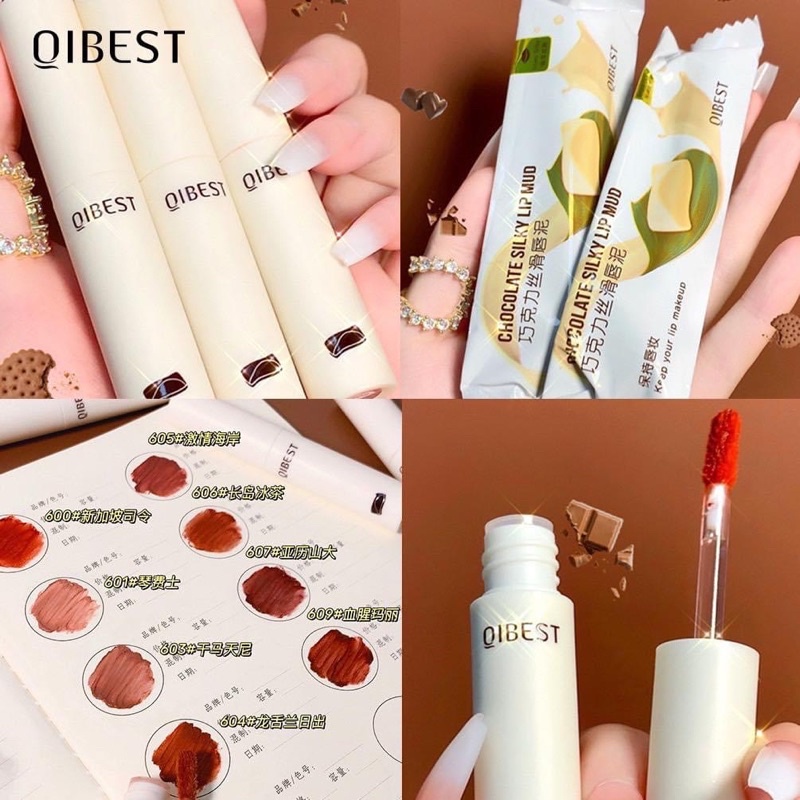 [FREE SHIP] Son Kem Lỳ Qibest Chocolate Lỳ Mịn Lâu Trôi