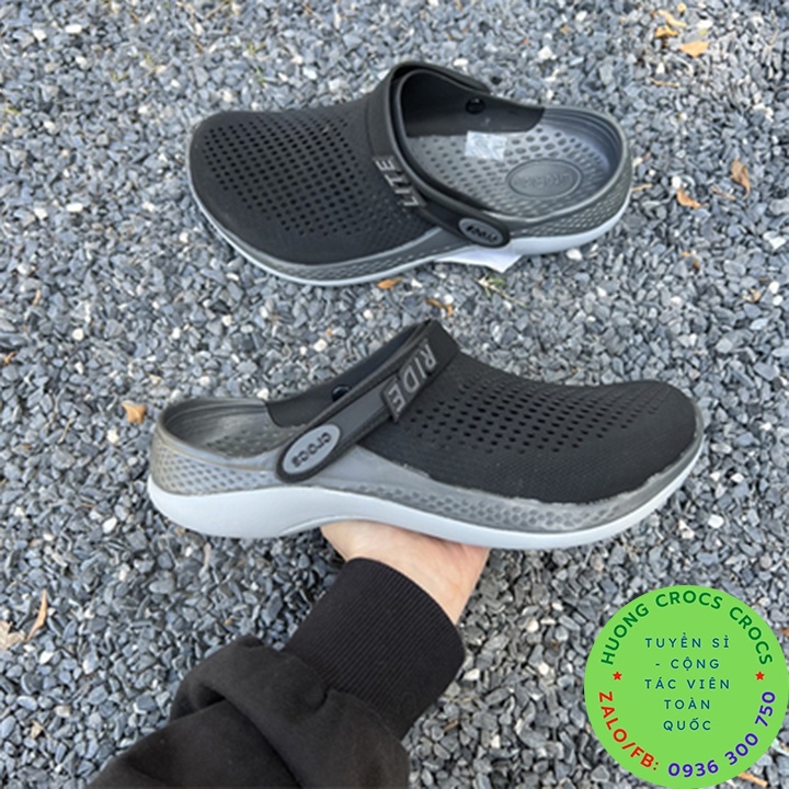 DÉP SỤC CROCS LITERIDE PACER 360 CHO CẢ NAM VÀ NỮ MÀU ĐEN CHUẨN XỊN FULL BOX