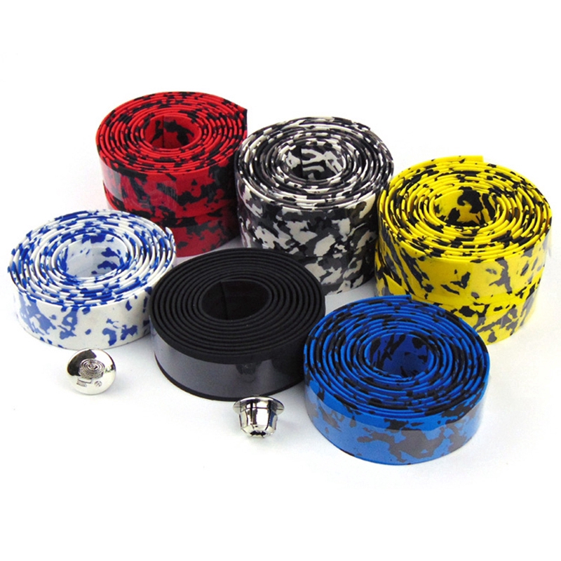 Set 2 Cuộn Băng Quấn Tay Cầm Xe Đạp Họa Tiết Rằn Ri Kèm Nút Chặn Chống Trượt Và Mồ Hôi
