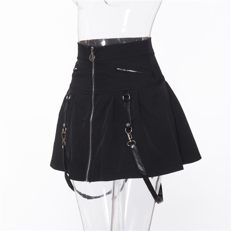 DUNEA Chân Váy Ngắn Phối Khóa Kéo Cá Tính Cho Nữ