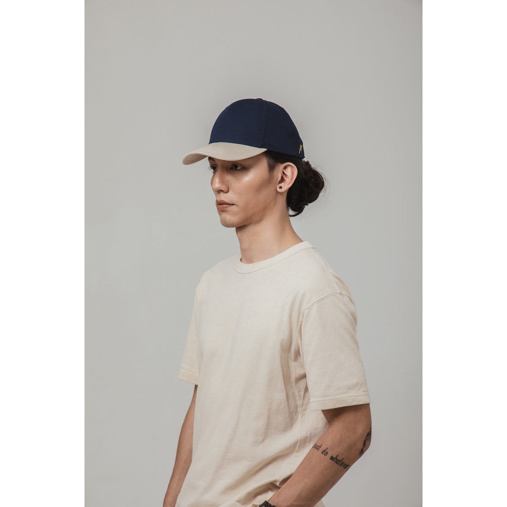 [Mã LT50 giảm 50k đơn 250k] Nón Bóng Chày Lưỡi Trai Màu Navy Phối Be Reckless Signature Ballcap Vải Kaki Cotton