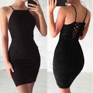 Đầm 2 dây đan dây lưng quyến rũ cho nữ