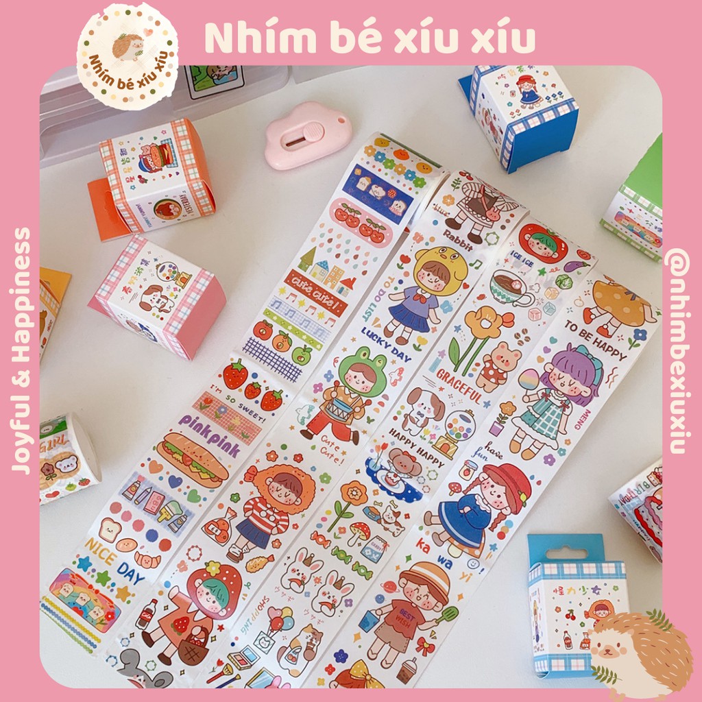 Sticker dạng cuộn nhiều màu  hình dán trang trí sổ VT109