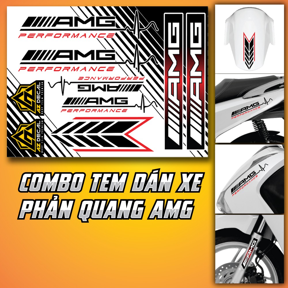 Combo Tem Dán Xe CBV106 AMG PERFORMANCE | Dán Trang Trí Cho Mọi Dòng Xe Máy, Xe Điện